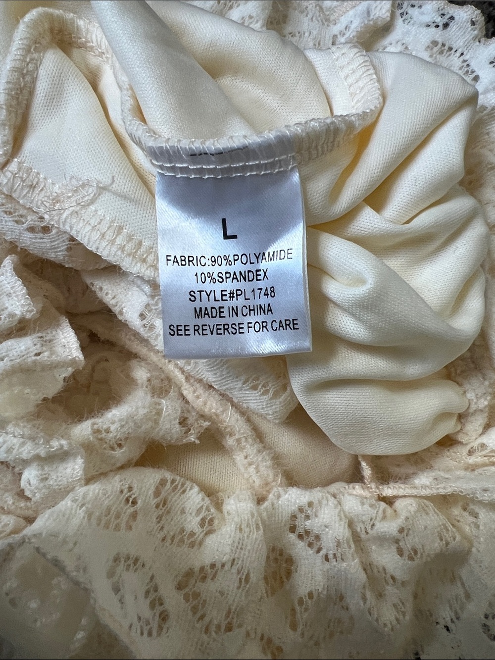 Pink Lily Cream Lace Peasant Blouse with Ruffle Hem - Picture 4 of 6